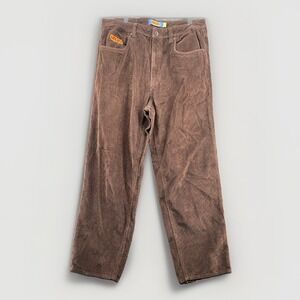 EMPYRE Pants Mens 33 Brown Corduroy Straight Fit Patch Logo Retro Y2K